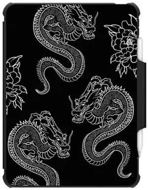 CASETiFY Impact Folio Case for iPad Air 10.9" (4th/5th Gen) - Dragons - Clear Black