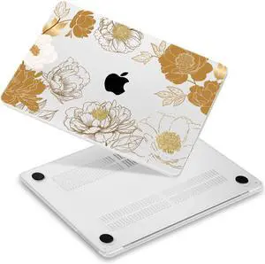 Yebiseven for M3/M2/M1 MacBook Pro 14" Case 2023 2021 Released A2918/ A2992/ A2779/ A2442, Hard Shell Case with Keyboard Cover+Screeen Film+OTG Adapter+2 Webcam Covers, Botanical Flower