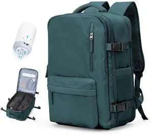 Vacuum Travel Backpack with Pump for Women, Personal Item Carry on Backpacks Flight Approved 18x14x8 inches for Men,Laptop Waterproof Work Compression bags Casual Daypack. (Blue)