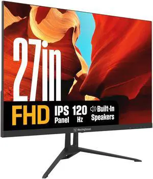 Westinghouse 27 Inch Monitor, 1080p Full HD IPS Computer Screen, 120Hz Refresh Rate, 1ms Response, HDR, Adaptive Sync, Built-in Speakers, HDMI, DP, Gaming & Home Office (2025 Model)