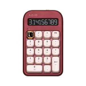 AZIO IZO Wireless Mechanical Calculator & Number Pad (Red/Gold) - Bluetooth 5.0 & USB, Gateron-Blue Mechanical Switch, 9 Backlight Modes, Rechargeable, PC & Mac Compatible, Baroque Rose (IN106)
