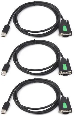 waveshare 3PCS Industrial USB to RS232 Adapter with Original FT232RL FTDI Chip, Compatible with OS Including Mac OS,Linux,Windows 11/10/8.1/8/7/XP,Length 1.5m, USB-TO-RS232-Male-Cable