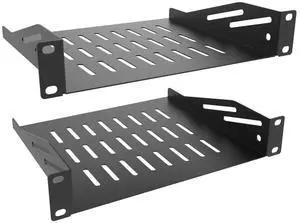 QiaoYoubang 2 Pcs of 1U Server Rack Shelf Vented Cantilever Rack Tray for 10" Network Equipment Cabinet or Rack, Black (1U10IN-RackS-8IN)