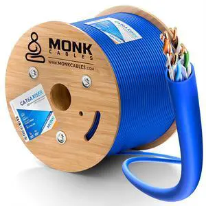 MONK CABLES | CAT6A Riser Cable 1000ft | 100% Pure Copper | ETL Listed | UTP, 23AWG, 750MHz | DSX-8000 Certified | Stable & Remarkable Performance (Blue)