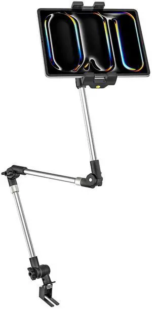 EXSHOW Car/Truck Seat Rail Tablet Holder, Tablet Mount for car with Three Adjustable Extension Arm, 360° Rotation with 1/4" Screw, Fit for 4.7-13" iPad Pro Air Mini,Galaxy Tab,Camera,iPhone
