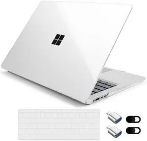 Loyrina Crystal Clear Case for 15" Microsoft Surface Laptop Copilot+ PC 2024 (7th Edition), Lightweight Ultra-Slim Shell with Soft Keyboard Cover, OTG Adapter & Webcam, Transparent
