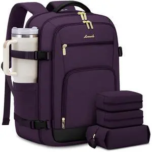 LOVEVOOK Carry On Travel Backpack For Women Flight Approved, 50L Large Personal Item Backpack Travel Bag for Airplanes, Business 18 Inch Laptop Backpack, Weekender Overnight Daypack, With 3 Cubes