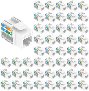VCE Cat6A RJ45 Keystone Jacks UL Listed 50-Pack, 110-Type UTP Modular Ethernet Jacks Insert 10Gbps, Bundle with Keystone Punch Down Stand and Wire Stripper Cutter