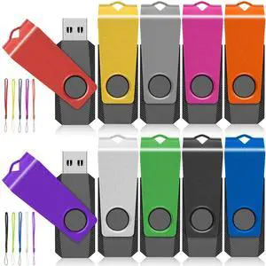 4GB USB Flash Drive 10 Pack - AGECASH A USB 2.0 Flash Drive 4GB Thumb Drive Jump Zip Drive USB Key Memory Stick Pendrive for Data Storage & Transfer with 10PCS Lanyard (Multi-Colored 4 GB)