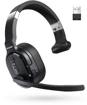 TECKNET Bluetooth Trucker Headset, Single Ear Wireless Headset with Mic for Work Noise Cancelling, 70Hrs Trucker Bluetooth Headphones for PC, Drivers, Office, Call Center Work