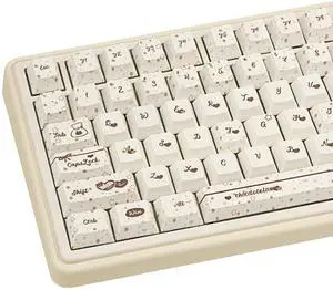 COOMICKEY PBT Keycaps, Chocolate Keycaps 60 65 75 100 Percent, Cute Key caps Dye Sub, Custom 145 Keys Cherry Profile for 61/68/84/87/98/100 Cherry Gateron MX Mechanical, White