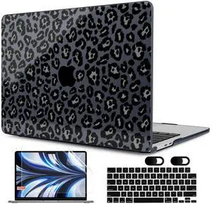 MEEgoodo Case for M4/M3/M2 MacBook Air 13.6 inch Case 2025 2024 2022, Fit Model A3240/A3113/A2681, Laptop Hard Shell with Keyboard Cover Compatible with MacBook Air 13 inch, Snow Leopard Texture