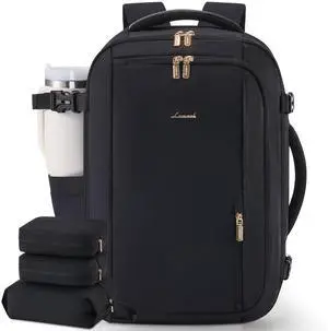 LOVEVOOK 50L Travel Backpack for Women,Carry on Luggage Backpack Flight Approved with 3 Packing Cubes,Waterproof Personal Item Travel Bag fits 17 Inch Laptop,Overnight Weekender Business Daypack