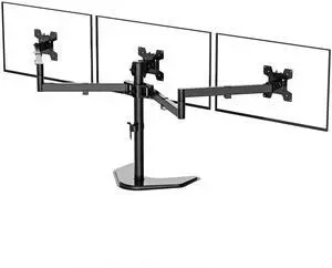 Suprogear Triple Monitor Stand Mount, Free Standing 3 Monitor Stand for Computer Screens up to 27 inch, Heavy Duty Fully Adjustable Arms, Each Holds 22 lbs, Black
