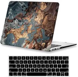 KEROM Compatible with MacBook Pro 16 inch Case 2024-2021 M4 M3 M2 M1 Pro/Max Chip A3403 A3186 A2991 A2780 A2485, Protective Plastic Hard Shell Case & Keyboard Cover, Has Logo Cutout, Gold Marble