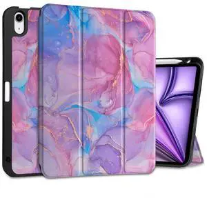 MEEgoodo Case for M3/M2 iPad Air 11 inch 2025/2024,Case for iPad Air 5th Generation/iPad Air 4th Generation 10.9 inch 2022 2020, Tablet Cover with Soft TPU Back Shell, Pink Marble Texture