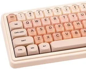 COOMICKEY PBT Keycaps, Gradient Pink Custom Keycaps 60 65 75 100 Percent, Frosted Translucent Cute Key caps Set 130 Keys, MOA Profile for Mechanical Keyboard