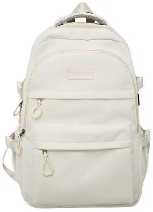 MININAI Preppy Backpack for Women Teen Girls Boys Large Laptop Bookbag Casual College Daypack Cute Aesthetic School Supplies (White)