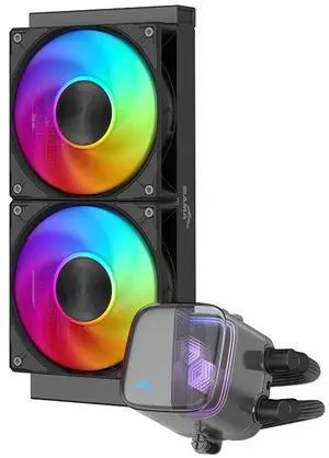 SAMA L70 240mm ARGB CPU Liquid Cooler,CPU PC AIO Water Cooler,Chamfered Infinity Mirror,High-Performance Ceramic Pump,with 28mm Hydraulic Bearing Fans,Intel LGA 1851/1700/1200/115X&AMD AM5/AM4,Black