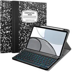 FINTIE Keyboard Case for iPad Air 11-inch M3 (2025) / M2 (2024), iPad Air 5th (2022) / 4th Generation 10.9 Inch - Soft TPU Cover w/Magnetically Detachable Bluetooth Keyboard, Backlight/Composition