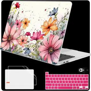 Mektron for MacBook Pro 13-inch Case 2022 2021 2020 Release A2338 M2 M1 A2289 A2251, Printed Plastic Hard Shell Cover for New MacBook Pro 13.3-inch Touch Bar Fits Touch ID, Colorful Floral