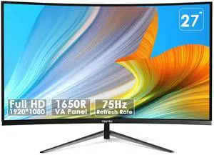TONTRU 27-inch FHD(1920 x 1080) Monitor Curved, VA Panel, 75Hz, HDMI/VGA, Low Blue Light, Flicker-Free, 3-Side Frameless, VESA Mount, Slim Metal Stand, for Home Office Use, Black TONTRU 27-inch FHD(1920 x 1080) Monitor Curved, VA Panel, 75Hz, HDMI/VGA, Low Blue Light, Flicker-Free, 3-Side Frameless, VESA Mount, Slim Metal Stand, for Home Office Use, Black