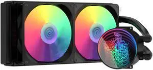 RUIXMIIDII AIO CPU Liquid Cooler with ARGB Infinity Mirror Effect, 240mm AIO Cooler PWM Fans, CPU Water Cooler for Intel LGA 1851/1700/2066/115X/2011 V3/2011, AMD AM5/AM4/AM3+/AM3/FM2+/FM2, Black