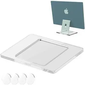CaSZLUTION Acrylic Stand Base Widener for 24-inch iMac 2021-2024 M1/M3/M4 Chip - Stability Plate with Anti-Slip Design & Enhanced Support for iMac 24 inch (Clear White)