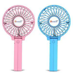 VersionTECH. Portable Handheld Fan 2Pack, Pink+Blue Powerful 180° Foldable Rechargeable Clip Fan with 3 Speeds