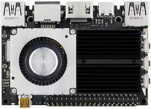 Amlogic A311D2 Single Board Computer-khadas VIM4 with 3.2 Tops NPU with Active Cooling Kit Supports 4K UI and HDMI Input, 4 Display Interfaces, LAN WiFi 6&BT5.1, 8GB 64bit LPDDR4X 2016MHz