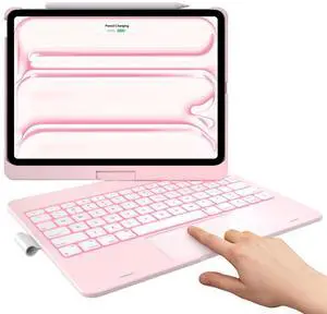typecase Touch Keyboard Case for iPad Pro 11-inch (M5/M4, 2025/2024), Wireless Keyboard with 11-Color Backlight, 360°Rotatable Protective Case with Pencil Holder, Multi-Touch Trackpad, Light Pink