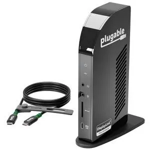 Plugable Docking Station Bundle  13-in-1 USB-C Triple Display Dock + High-Performance USB-C Cable, 100W Host Charging, 3 HDMI, 4 USB, Ethernet, SD - for Mac, Windows, Chrome
