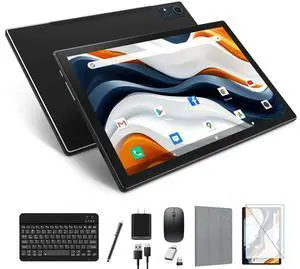 Latest 2025 Android 14 Tablet, 128GB+16(8+8 Expand) GB/512GB Expand, Octa-Core Tablets with 5G WiFi, 8000mAh Battery, 10.1 inch Tablets with 21MP Camera, Tablet with Keyboard, Bluetooth, Mouse, Case