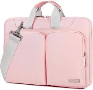 Lacdo 360° Protective Laptop Shoulder Bag for 13 inch New MacBook Air M4 A3240 2025, M3 A3113, M2 A2681, M1 A2337 A2179 A1932 2024-2018 | 13 inch MacBook Pro M2 M1 A2338 A2251 A2289 Computer Bag, Pink