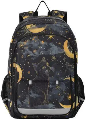 Moon Star Black Cat Travel Laptop Backpack, 17 inch Large Laptops Backpack Business Computer Bag Casual Daypack for Women Men Moon Star Black Cat Travel Laptop Backpack, 17 inch Large Laptops Backpack Business Computer Bag Casual Daypack for Women Men
