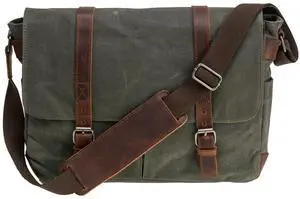 Waterproof Canvas 15" Macbook pro/ 15.6'' Leather Laptop Messenger Bag for Men Business Vintage shoulder bag/Briefcase Crossbody