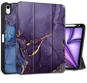 DONGKE for iPad Air 11 Inch Case M3 2025 / M2 2024 & iPad Air 5th 2022 / 4th Generation 2020 10.9 Inch, Ultra Thin Soft TPU Back Cover with Pencil Holder Support Auto Wake/Sleep, Abstract Marble