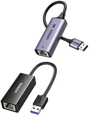 UGREEN USB to Ethernet Adapter, 1000Mbps Ethernet Adapter with USB 3.0 Bundle with UGREEN 2.5Gb USB to Ethernet Adapter, Ethernet to USB Adapter for Laptop, Aluminum UGREEN USB to Ethernet Adapter, 1000Mbps Ethernet Adapter with USB 3.0 Bundle with UGREEN 2.5Gb USB to Ethernet Adapter, Ethernet to USB Adapter for Laptop, Aluminum