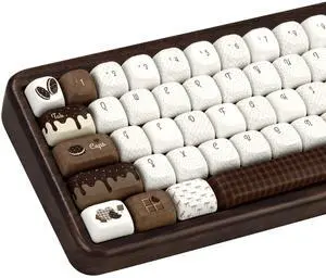 COOMICKEY PBT Keycaps 145 Keys Cute Keycaps Dye-Sublimation Chocolate Cookies Brown Keycap Foa Profile Round Custom Keycap for Cherry Gateron MX Swithes Mechanical Keyboards