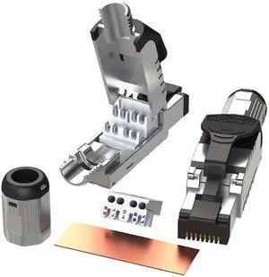 LINKUP - RJ45 Connectors Cat6A (2 Pack) Shielded Zinc-Alloy Housing Modular Termination Plug | 10G Easy Internet Tool Free Plugs | for Cat6A up to 22AWG Solid Bulk S/FTP Ethernet Cable [Black]