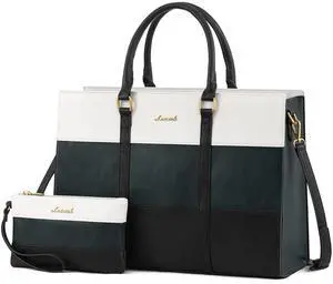 LOVEVOOK Laptop Bag for Women, 15.6 Inch Laptop Tote Bag, Vintage Leather Work Bags for Women, Waterproof Computer bag with Clutch Purse, Large Capacity Briefcase, Business Office Bag