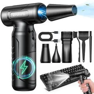 Electric Compressed Air Duster - 33,0000 RPM High-Speed Air Blower Gun, Rechargeable Mini Turbo Fan Cordless for Keyboard, PC, Car, Home & Outdoor Cleaning Dust, Replaces Compressed Air Cans
