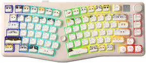 LEOBOG A75 Alice Keyboard, 75% Hot-Swappable Mechanical Keyboard with Knob & Cat Keycaps, 2.4G/USB-C/BT5.0 Cute Gaming Keyboard for PC/Mac/Win/Andriod, Barbie Switch - White