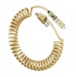 Haiteron 240W Coiled USB C Cable for Car,4 in 1 Charging Cable Fast Charging USB C Cord with LED Display Combo Type C/C to C/L for iPhone 16/15, iPad, MacBook,Tablets,Gold 6FT Haiteron 240W Coiled USB C Cable for Car,4 in 1 Charging Cable Fast Charging USB C Cord with LED Display Combo Type C/C to C/L for iPhone 16/15, iPad, MacBook,Tablets,Gold 6FT