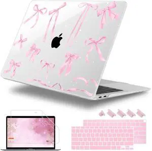 Lepeoac for MacBook Air 13 inch Case 2020 2019 2018 Release A2337 M1 A2179 A1932 with Liquid Retina Display & Touch ID, [Sturdy Shockproof] Hard Shell with Screen Protector, Bowknot