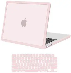 MOSISO Compatible with MacBook Air 13 inch Case 2025 2024 2023 2022 M4 A3240 M3 A3113 M2 A2681, Soft TPU Bumper Anti-Fingerprint Hard Case&Keyboard Cover for MacBook Air 13.6 inch Case, Chalk Pink