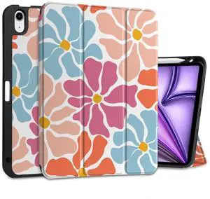 MEEgoodo Case for M3/M2 iPad Air 11 inch 2025/2024,Case for iPad Air 5th Generation/iPad Air 4th Generation 10.9 inch 2022 2020, Tablet Cover with Soft TPU Back Shell, Minimalist Style Floral