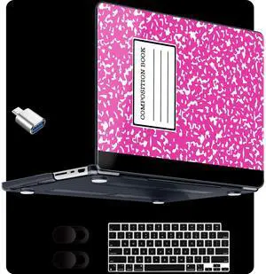 MEEgoodo Case for MacBook Pro 14 inch (M5/M4/M3/M2/M1) 2025 2024 2023 2021, Laptop Hard Shell Case Fit Model A3434/A3112/A3401/A3185/A2918/A2992/A2779/A2442 Pro/Max, Rose Red Composition Book