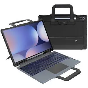 Nillkin Carry Go Keyboard Case for Samsung Galaxy Tab S10 Ultra/S9 Ultra 14.6" Tablet with Handle, Rugged Case with Detachable Backlit Keyboard, Trackpad, Portrait/Landscape Stand, Camera Cover