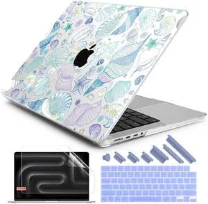 DONGKE Case for M5 MacBook Pro 14 inch 2025 2024-2021 M4 M3 M2 M1, Plastic Hard Shell Cover Compatible with A3434 A3112 A3401 A3185 A2992 A2779 A2442, Retina XDR Display & Touch ID, Sea Shells